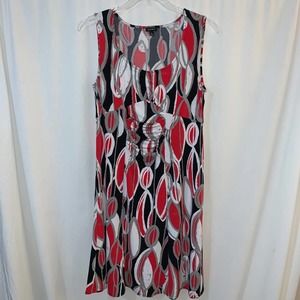 Nine West Women’s Black Red Abstract Pattern Shift Dress Size L